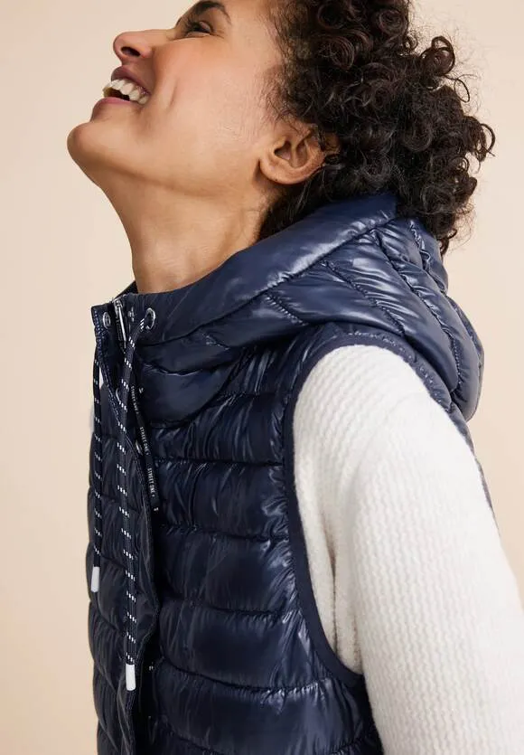 220217- Navy Coated Gilet- Street One