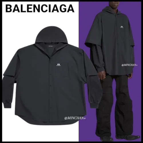 BALENCIAGA  |Men's Unity Sports Icon Patched Shirt Large Fit in Black