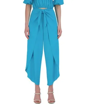 Bcbgmaxazria Womens High Rise Tie Waist Wide Leg Pants