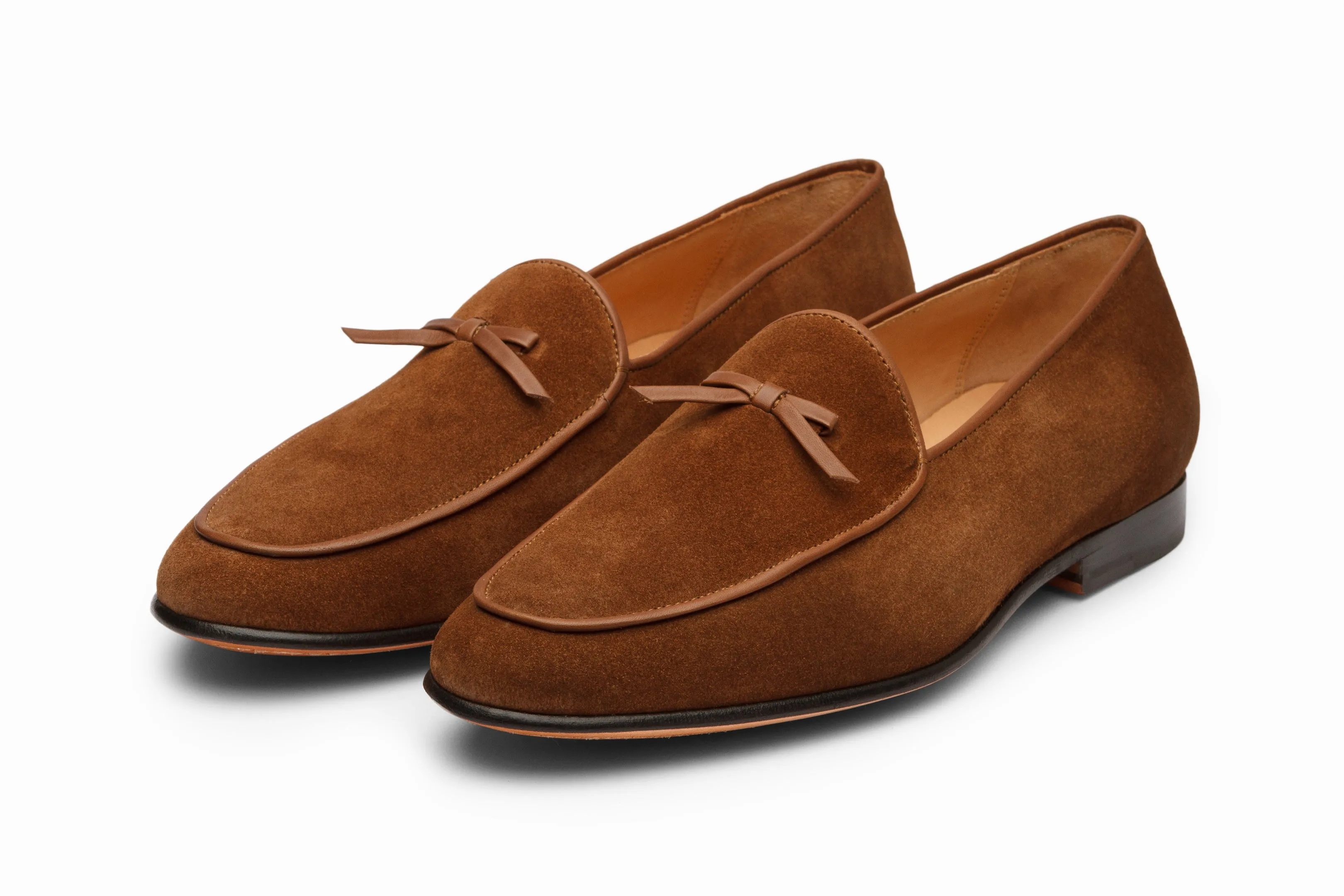 Belgian Loafers - Cognac Suede