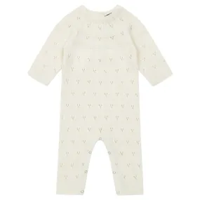 Bonton Baby Maman Eyelet Knit Jumpsuit Cream