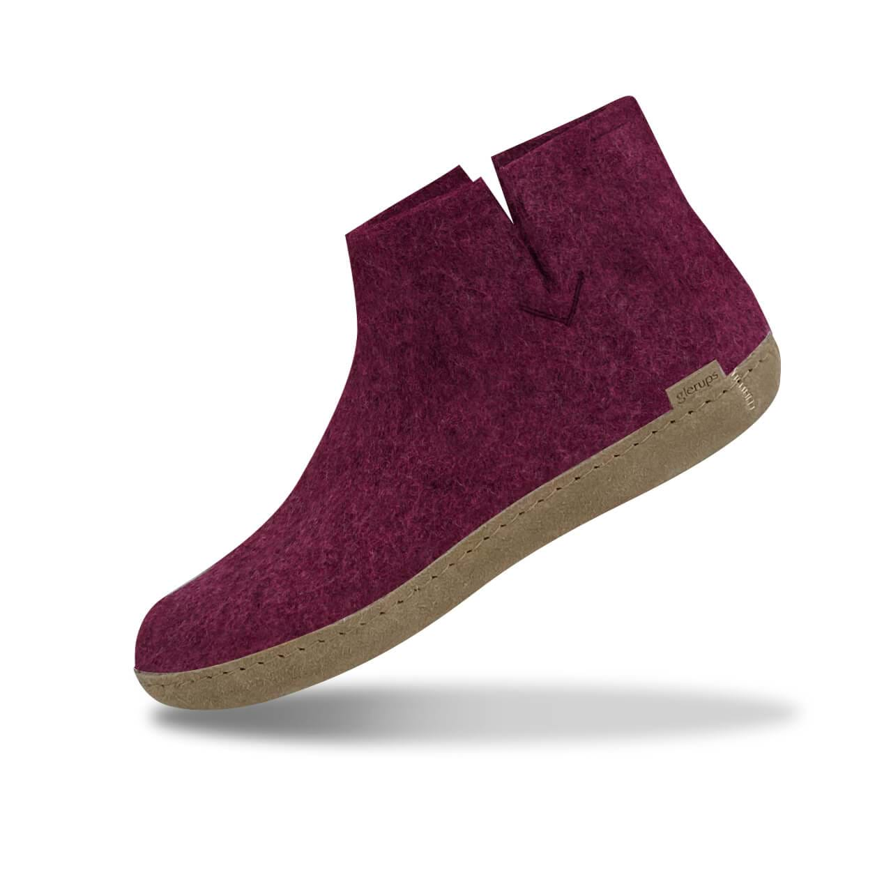 Boot with leather sole - Cranberry