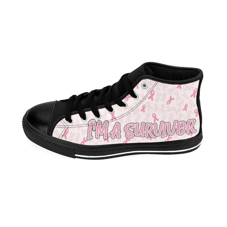 Breast Cancer Awareness Pink Ribbon Pattern – Breast Cancer Survivors Breast Cancer Sneakers High Top Shoes