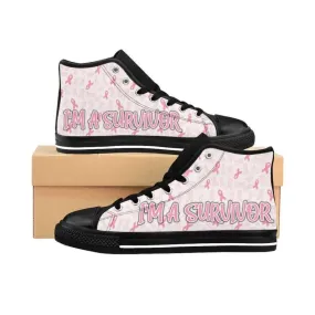 Breast Cancer Awareness Pink Ribbon Pattern – Breast Cancer Survivors Breast Cancer Sneakers High Top Shoes