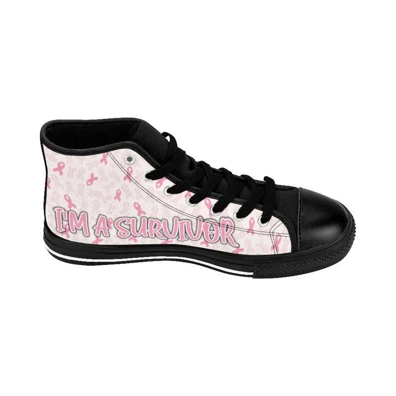 Breast Cancer Awareness Pink Ribbon Pattern – Breast Cancer Survivors Breast Cancer Sneakers High Top Shoes