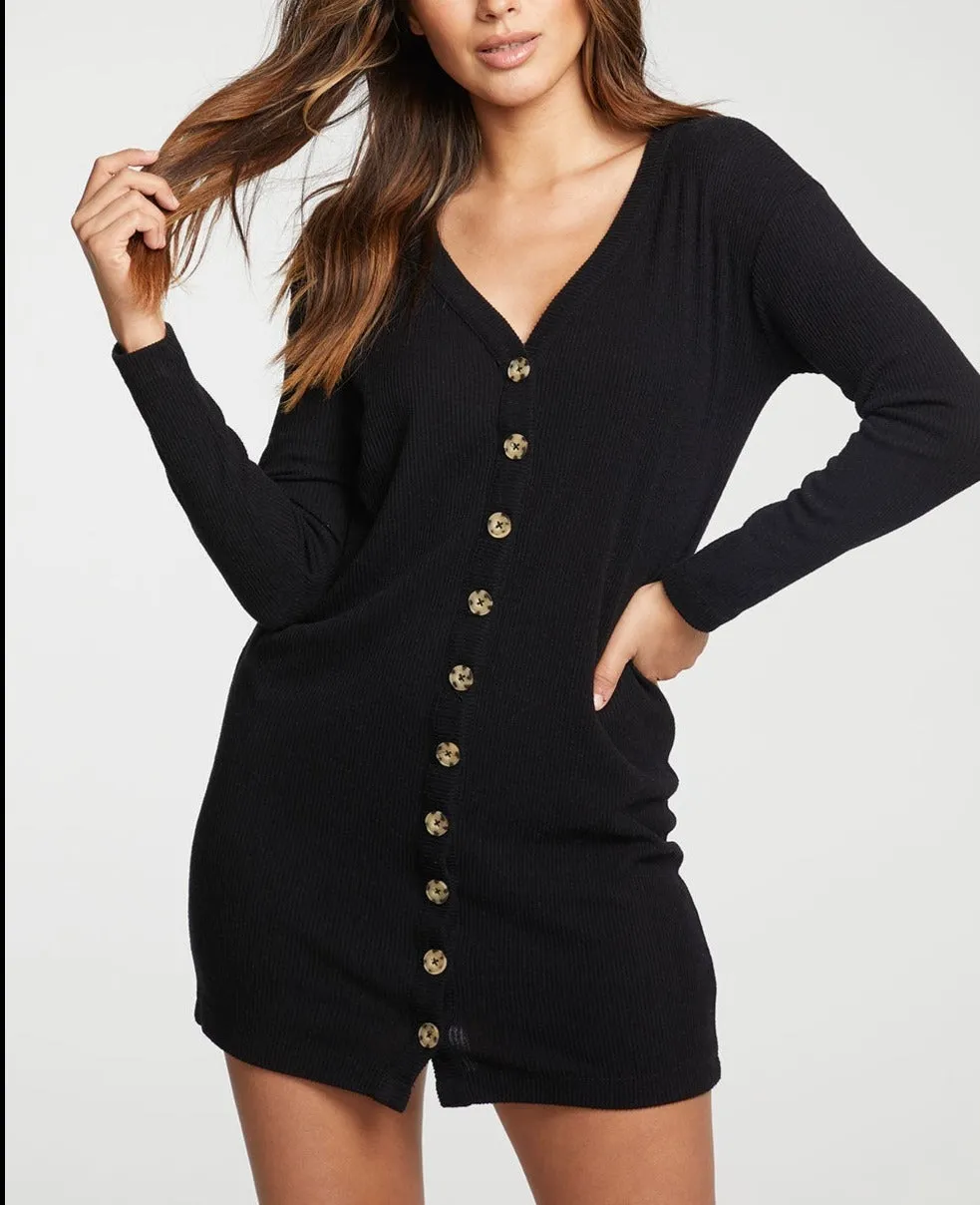 Chaser RPET Love Rib Button Down Cardigan Dress