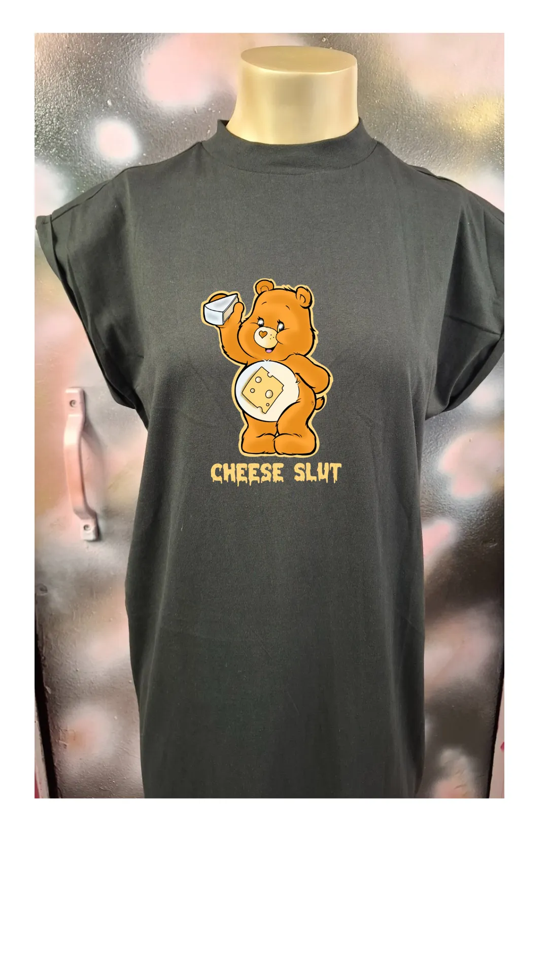 Cheese Bear Tshirt Dress Black