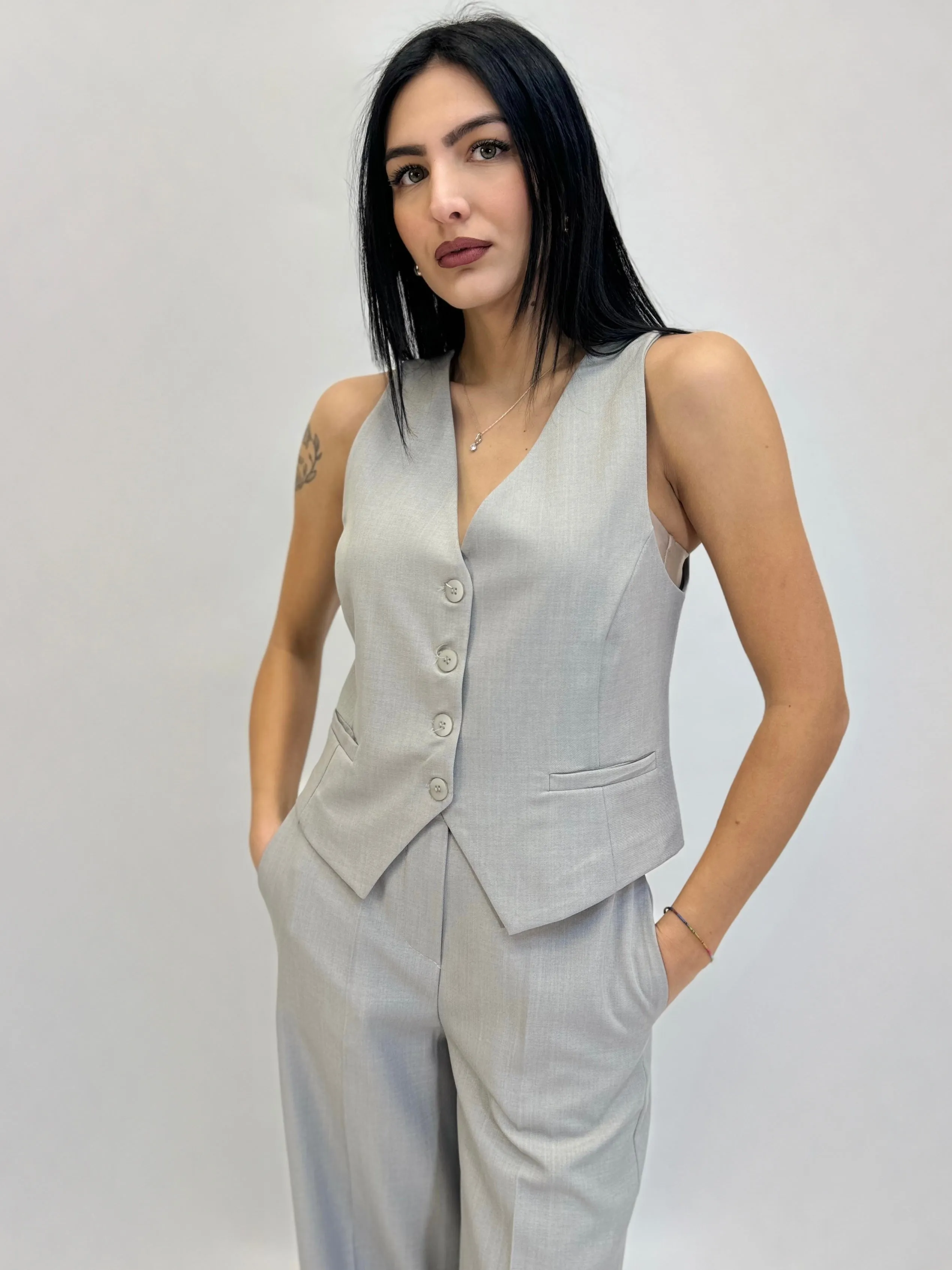 Completo elegante gilet giacca e pantaloni