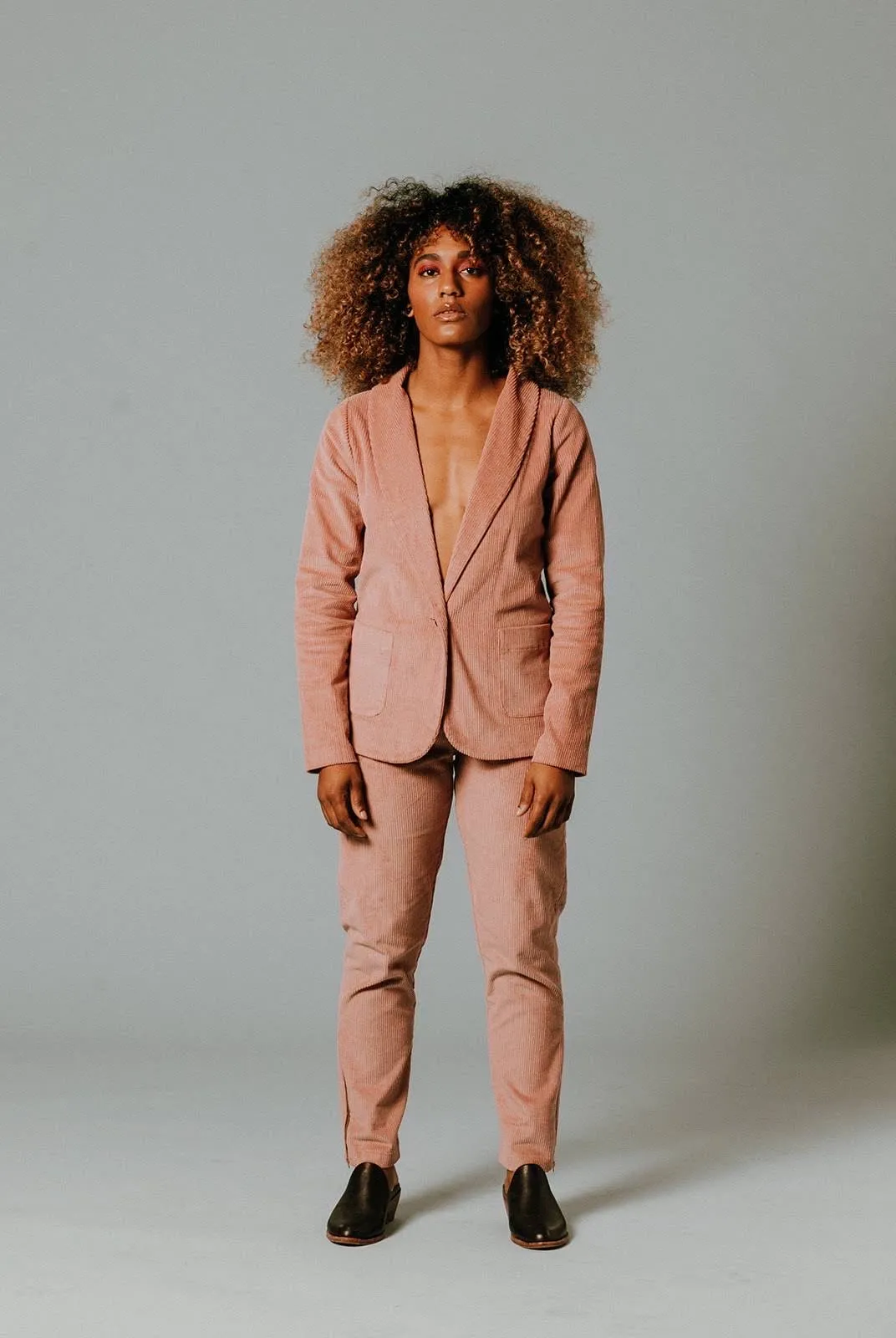 Corduroy Blazer in Dusty Pink