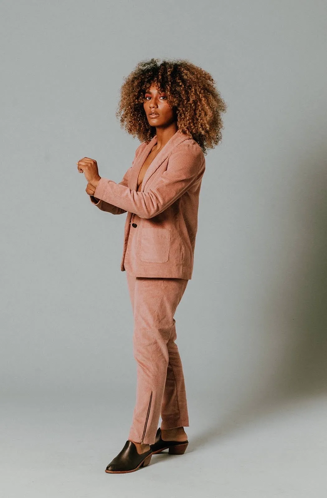 Corduroy Blazer in Dusty Pink