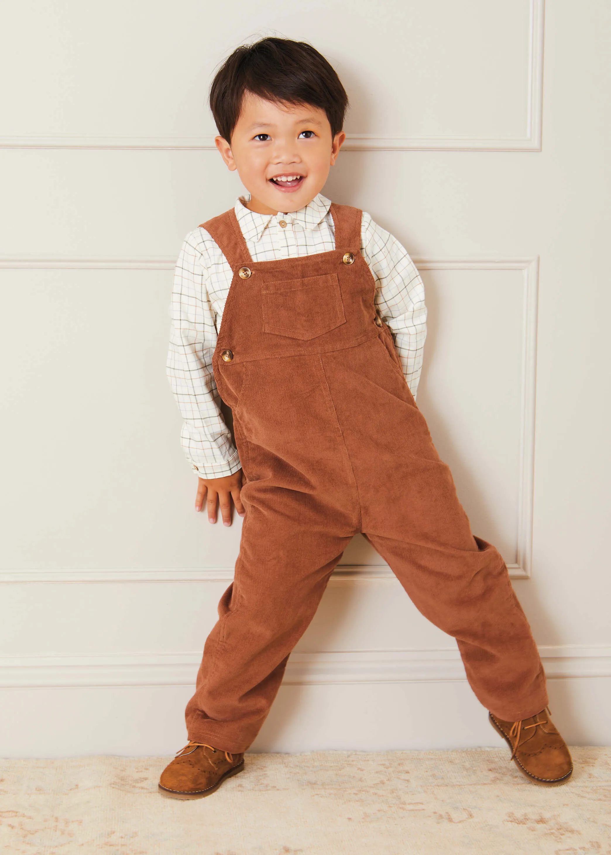 Corduroy Long Dungarees In Brown (18mths-3yrs)