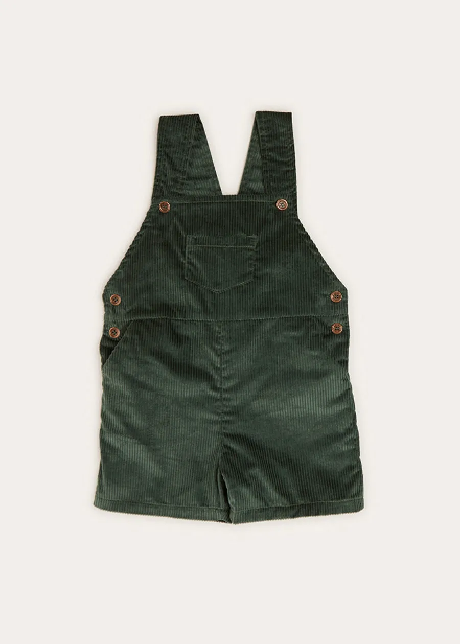 Corduroy Short Dungarees In Green (18mths-3yrs)