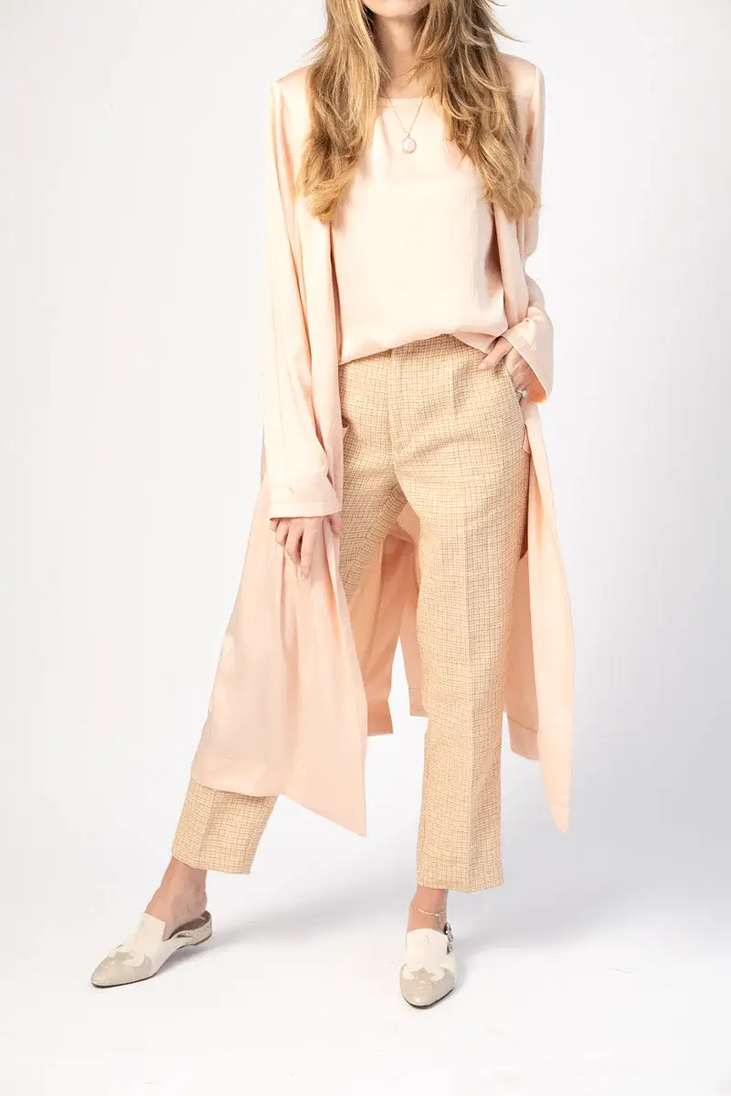 Crash Satin Duster Coat in Melone