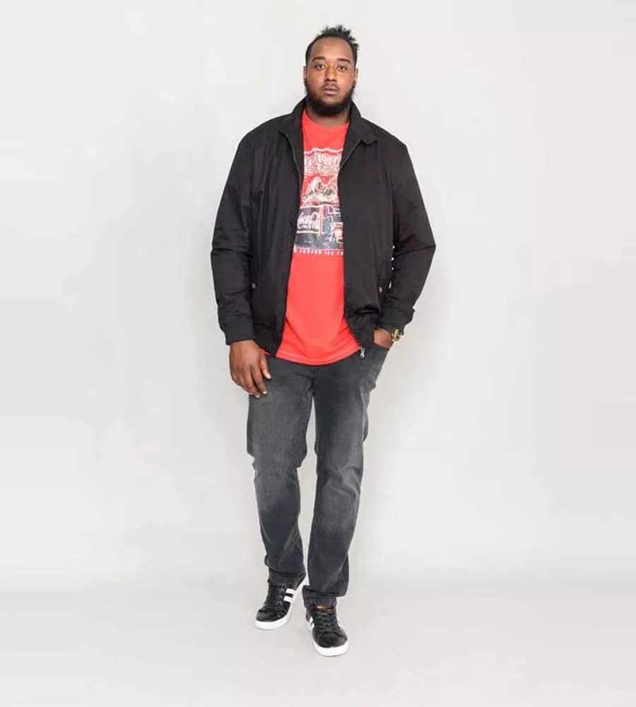 D555 Big Mens Black Cotton Harrington Jacket (WINDSOR BLACK)