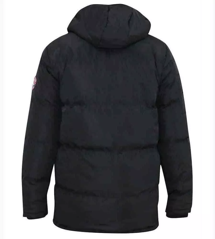 D555 Big Mens Black Quilted Parka Jacket With Zip Off Hood (CLAYDON)