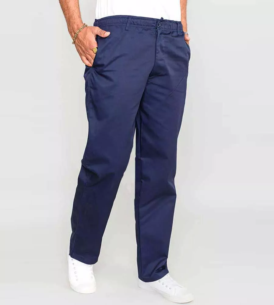 D555 Mens Navy Rugby Trousers Pants Full Elasticated Waist (BASILIO NAVY)