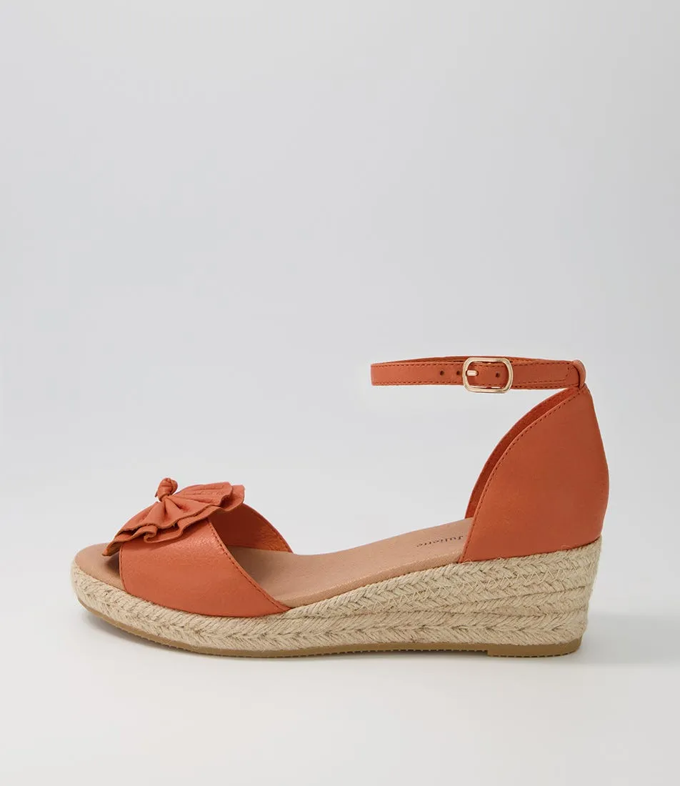 DJANGO & JULIETTE Saffron Bright Orange Rope Leather Sandals