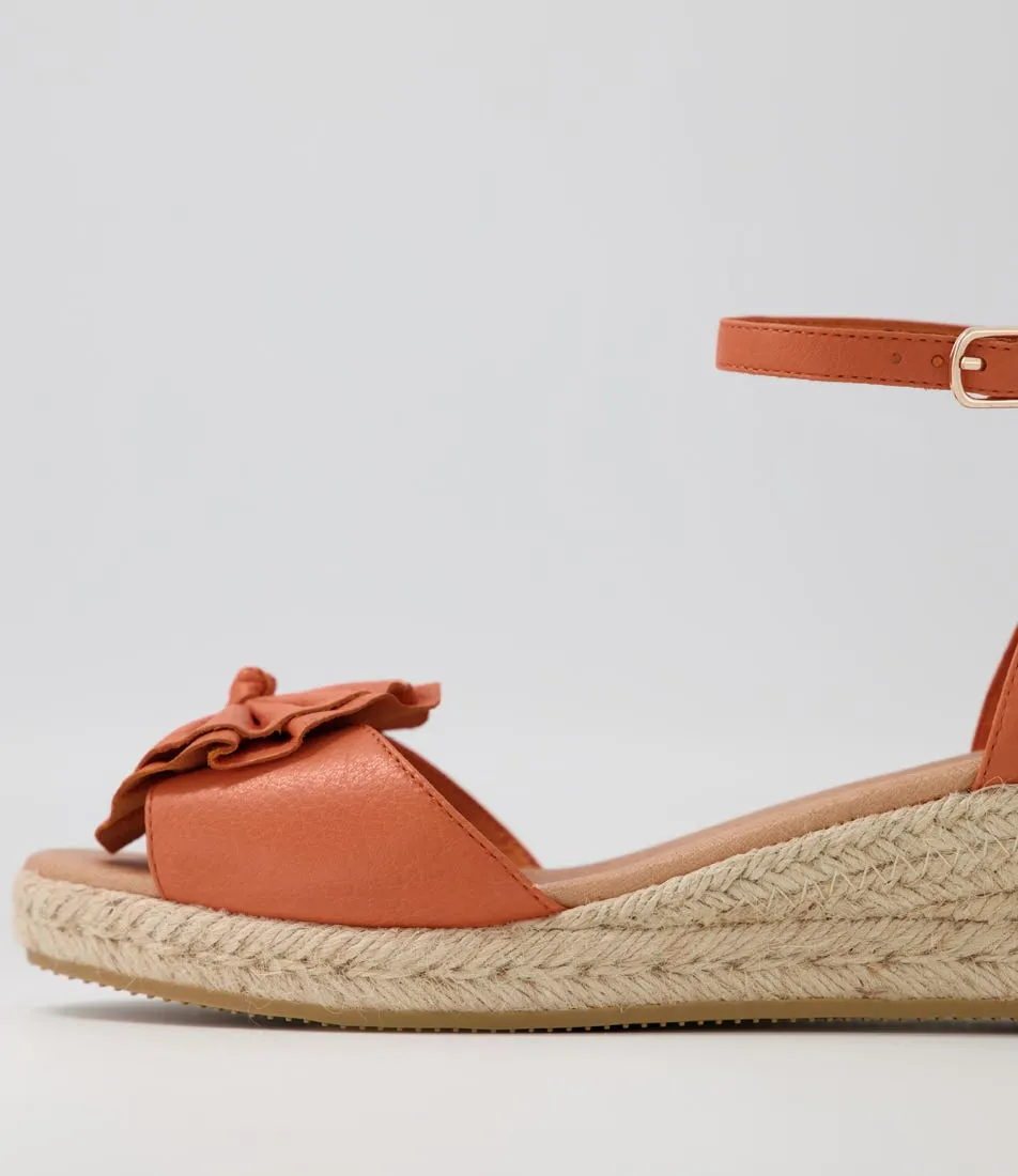 DJANGO & JULIETTE Saffron Bright Orange Rope Leather Sandals