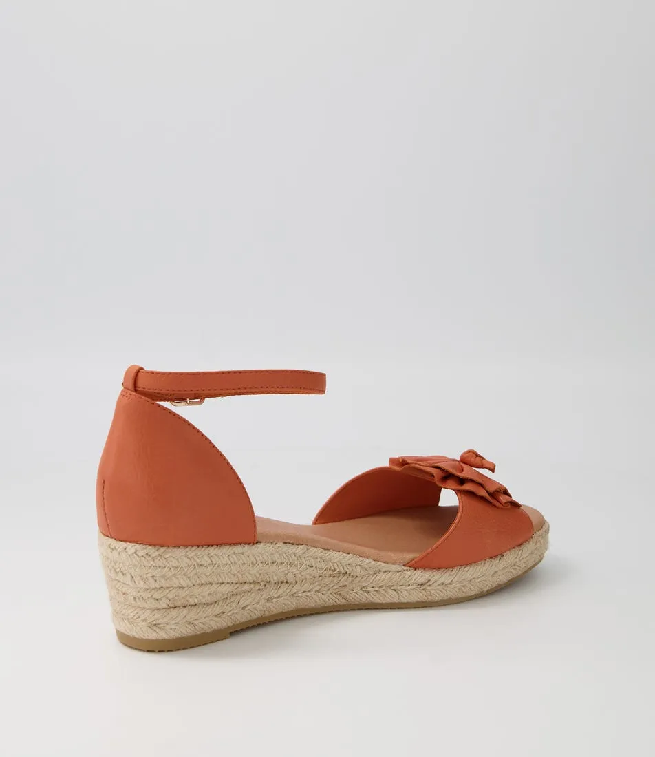 DJANGO & JULIETTE Saffron Bright Orange Rope Leather Sandals