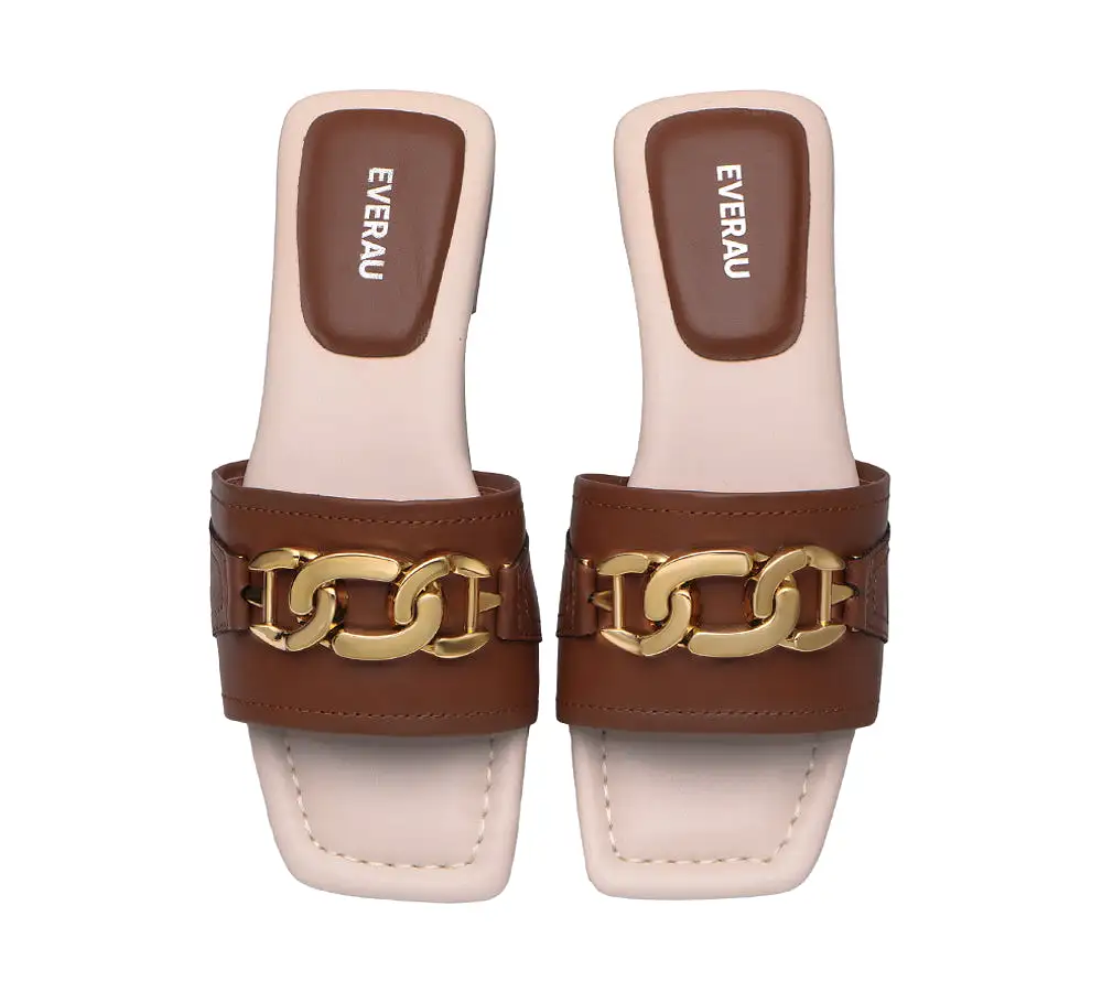 EVERAU Open Toe Leather Flat Sandals Women Chela