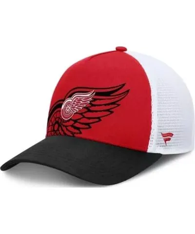 Fanatics Men's NHL Fanatics Red/Black Detroit Wings Authentic Pro A-Frame Rink Adjustable Hat