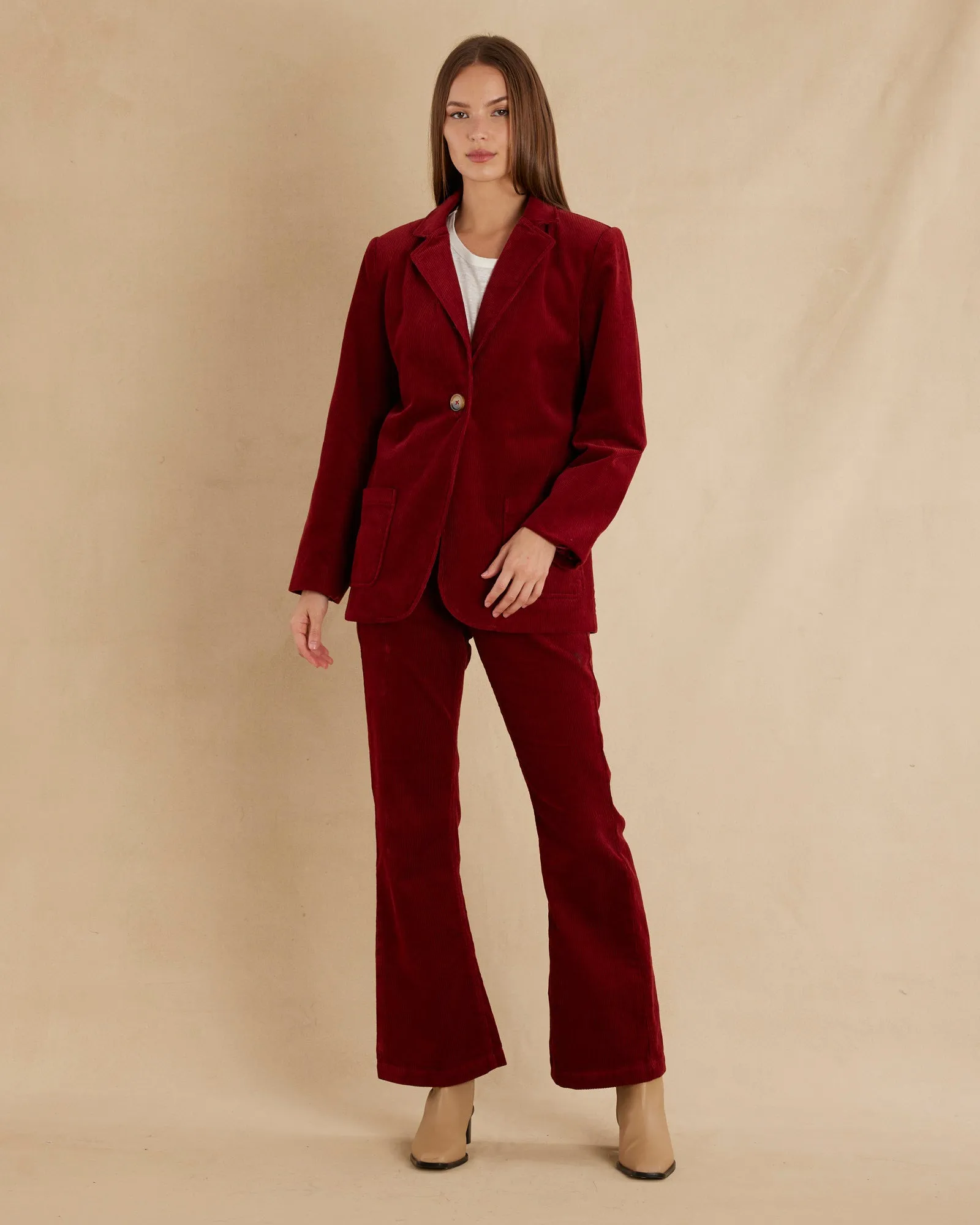 Flavie Corduroy Blazer - Mahogany