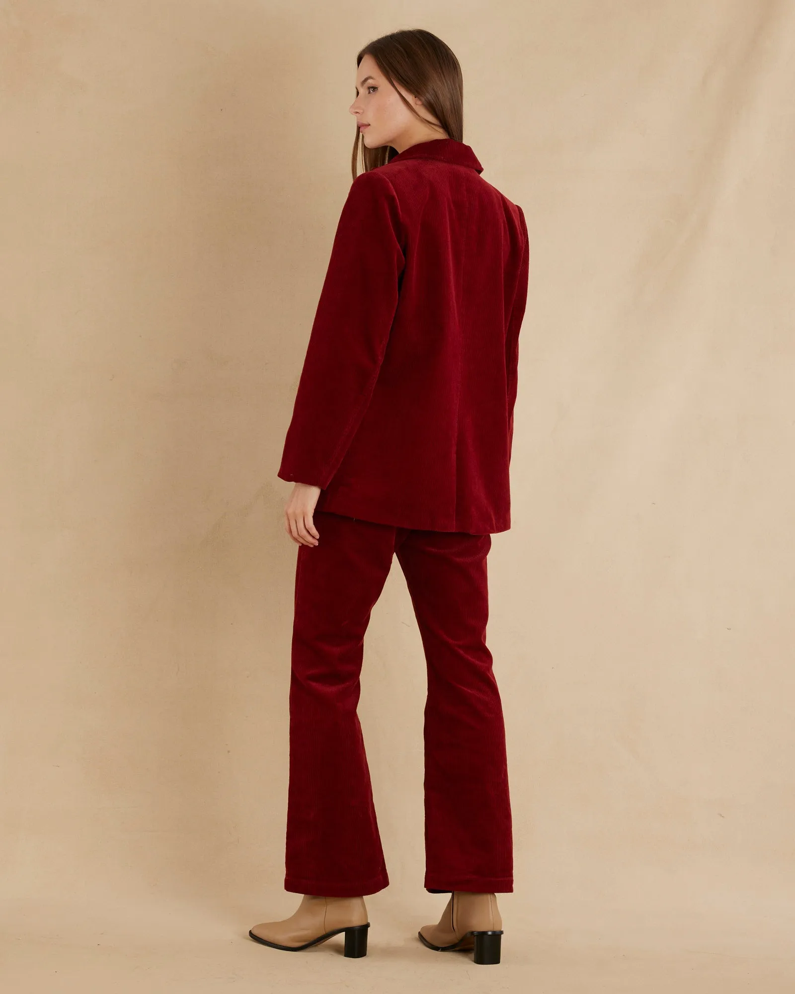 Flavie Corduroy Blazer - Mahogany