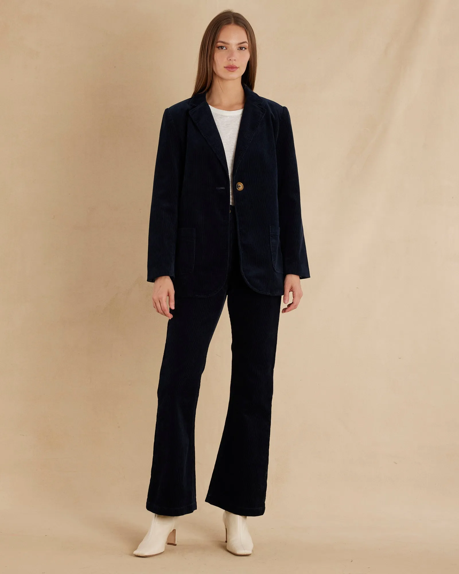 Flavie Corduroy Blazer - Navy