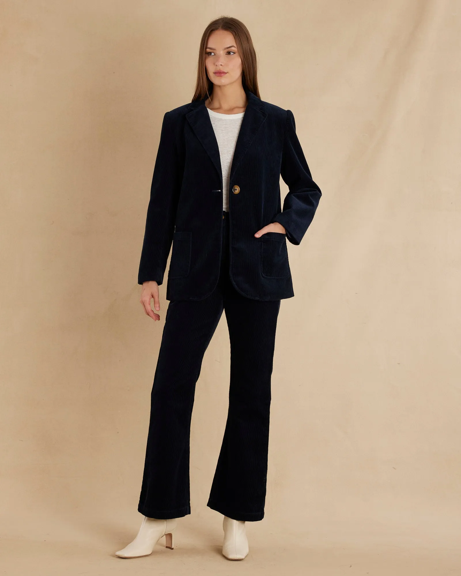 Flavie Corduroy Blazer - Navy