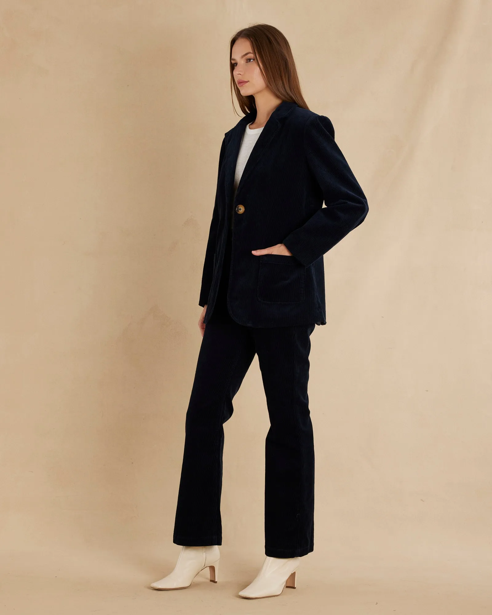 Flavie Corduroy Blazer - Navy