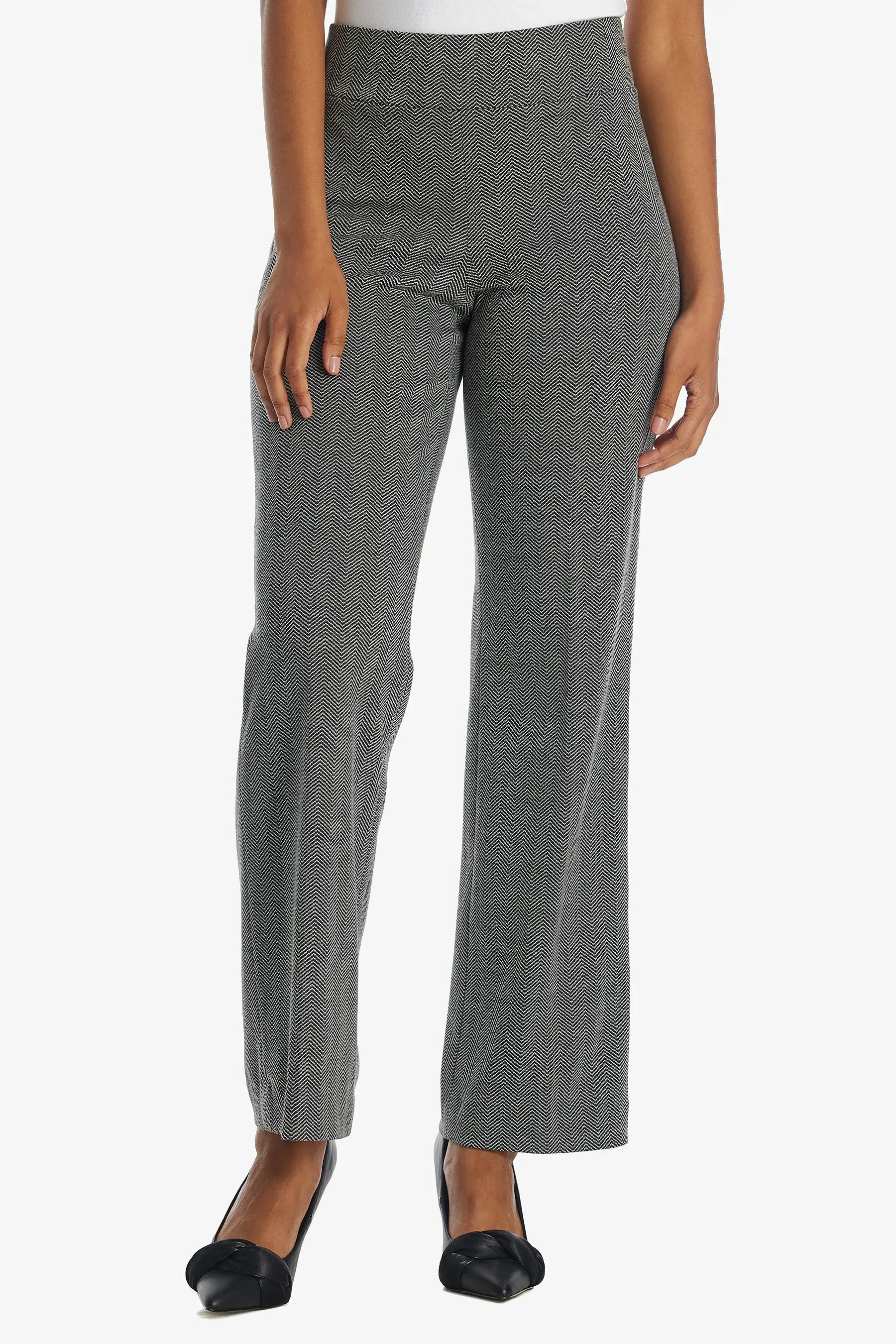 Herringbone Pull On Wide Leg Pants