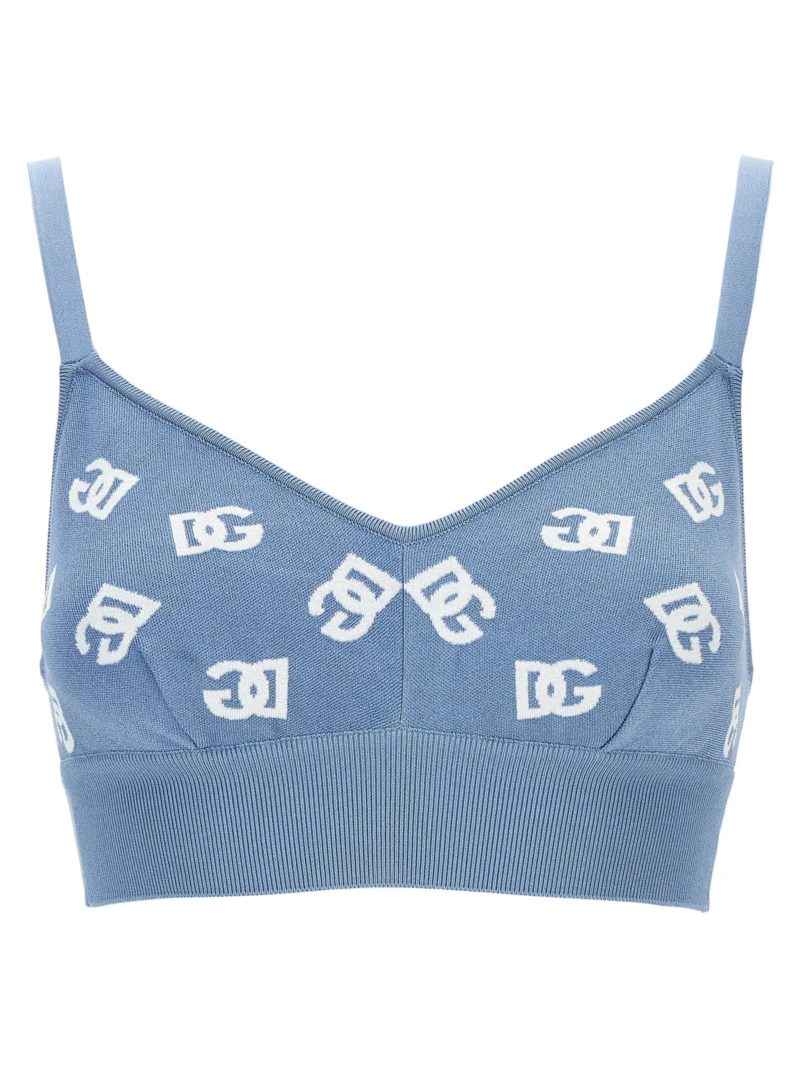 Jacquard Logo Cropped Top Tops Light Blue