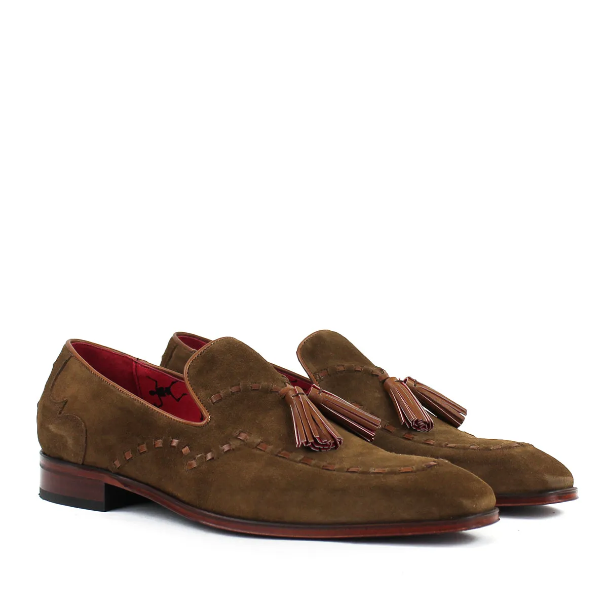 Jeffery West - Soprano Velour Tassel Loafers in Cognac