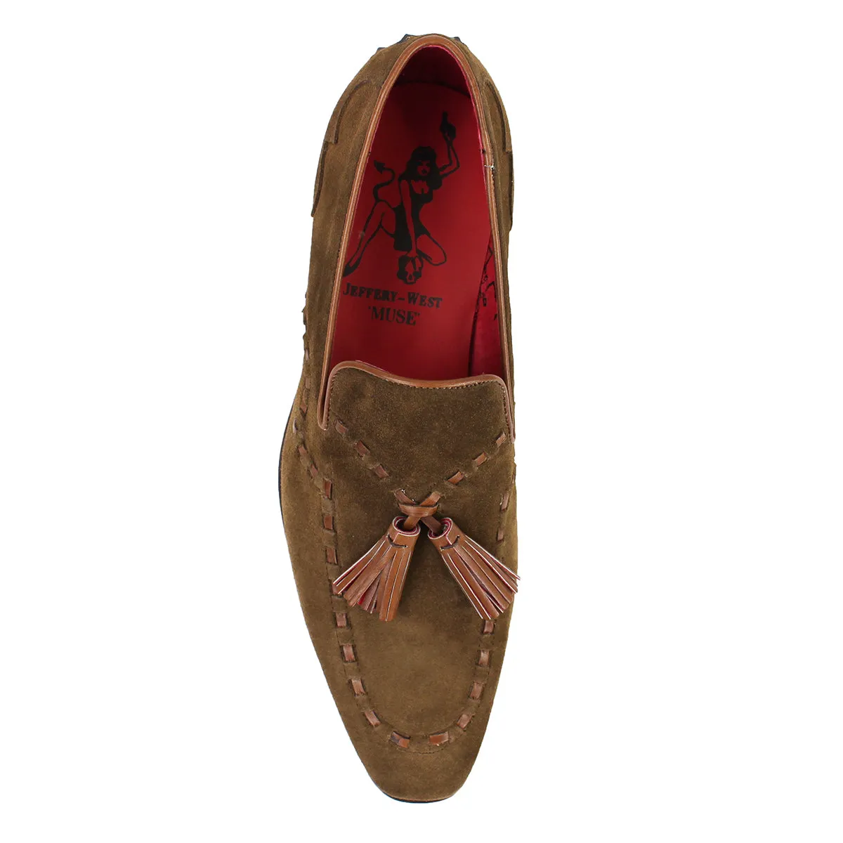 Jeffery West - Soprano Velour Tassel Loafers in Cognac