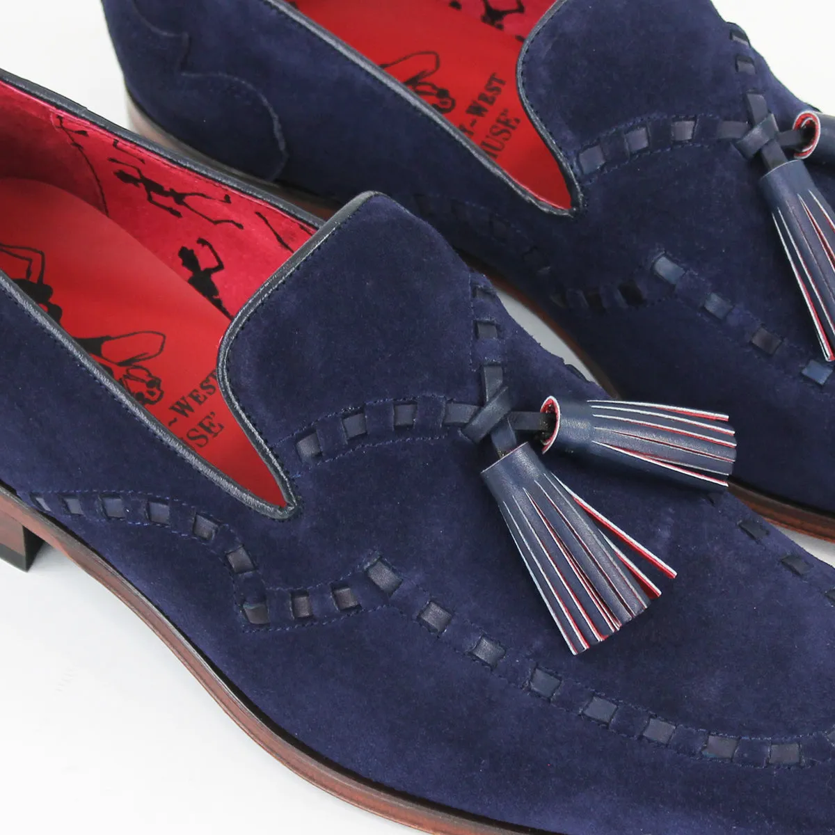 Jeffery West - Soprano Velour Tassel Loafers in Navy