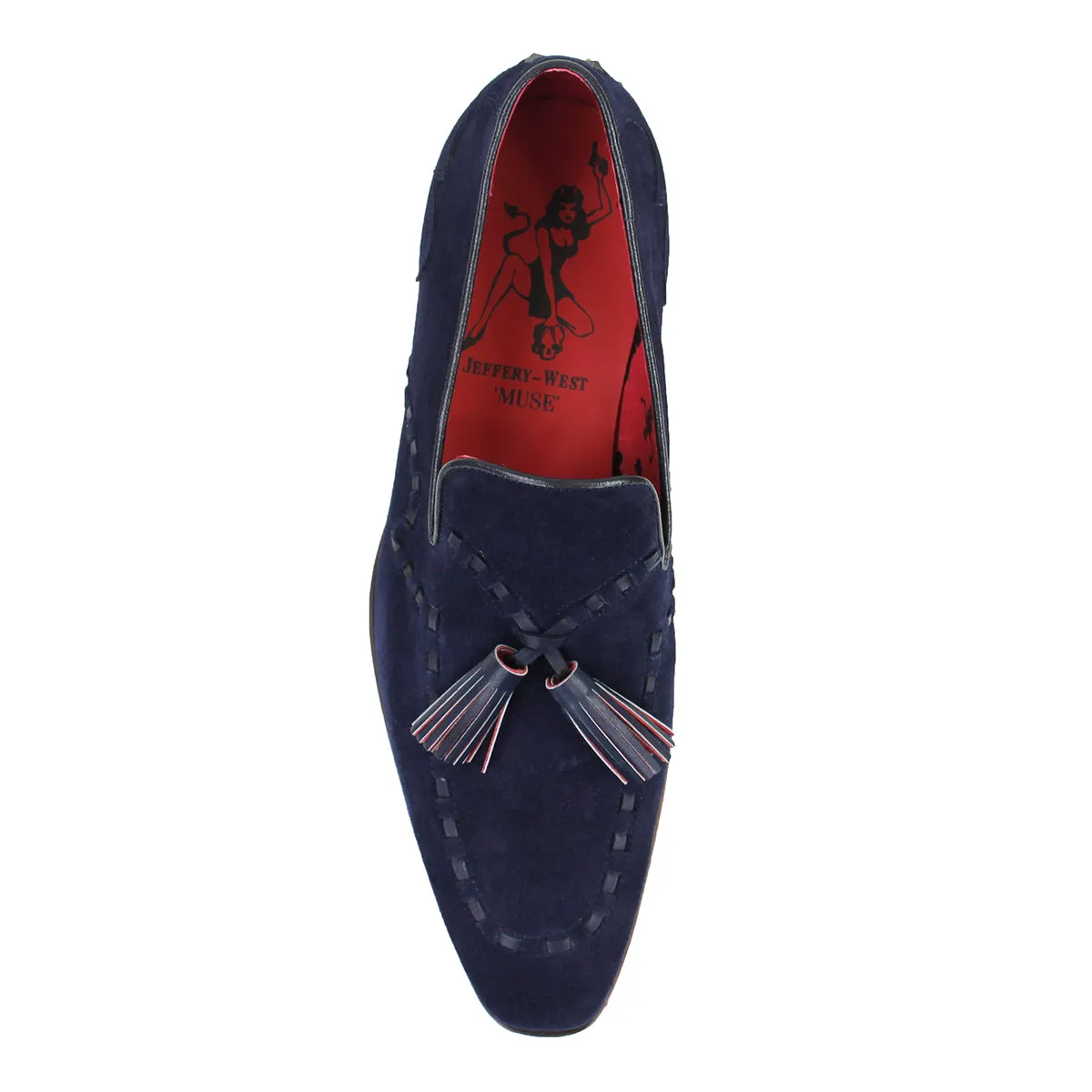 Jeffery West - Soprano Velour Tassel Loafers in Navy