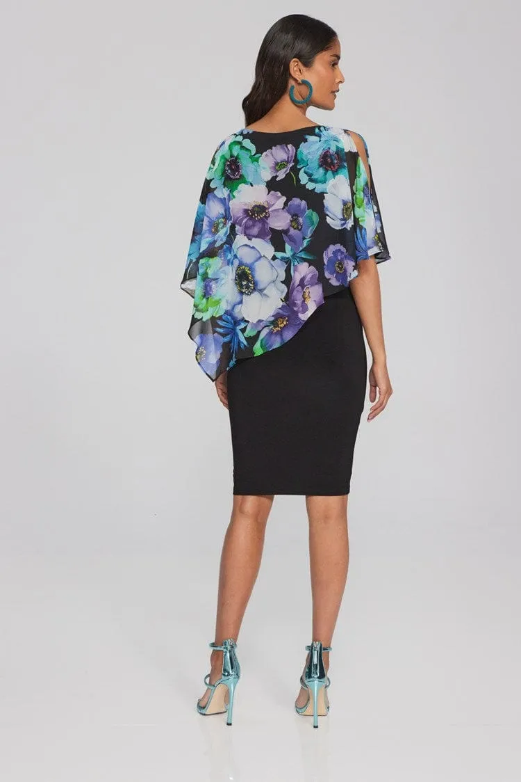 Joseph Ribkoff Floral Print Chiffon and Silky Knit Dress - 241768