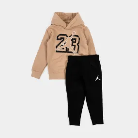 Jumpman 23 Fleece Pullover Infant Toddler Set (Brown/Black)