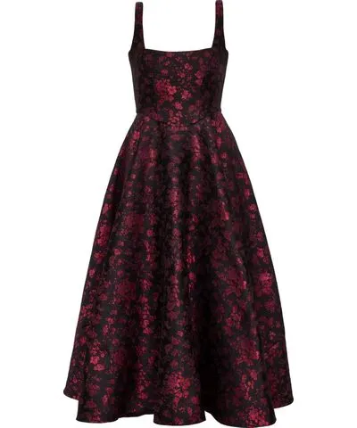 Karolina Ozolinsiute Women's Black / Red Black Burgundy Maxi Michelle Party Dress