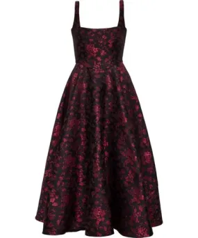 Karolina Ozolinsiute Women's Black / Red Black Burgundy Maxi Michelle Party Dress