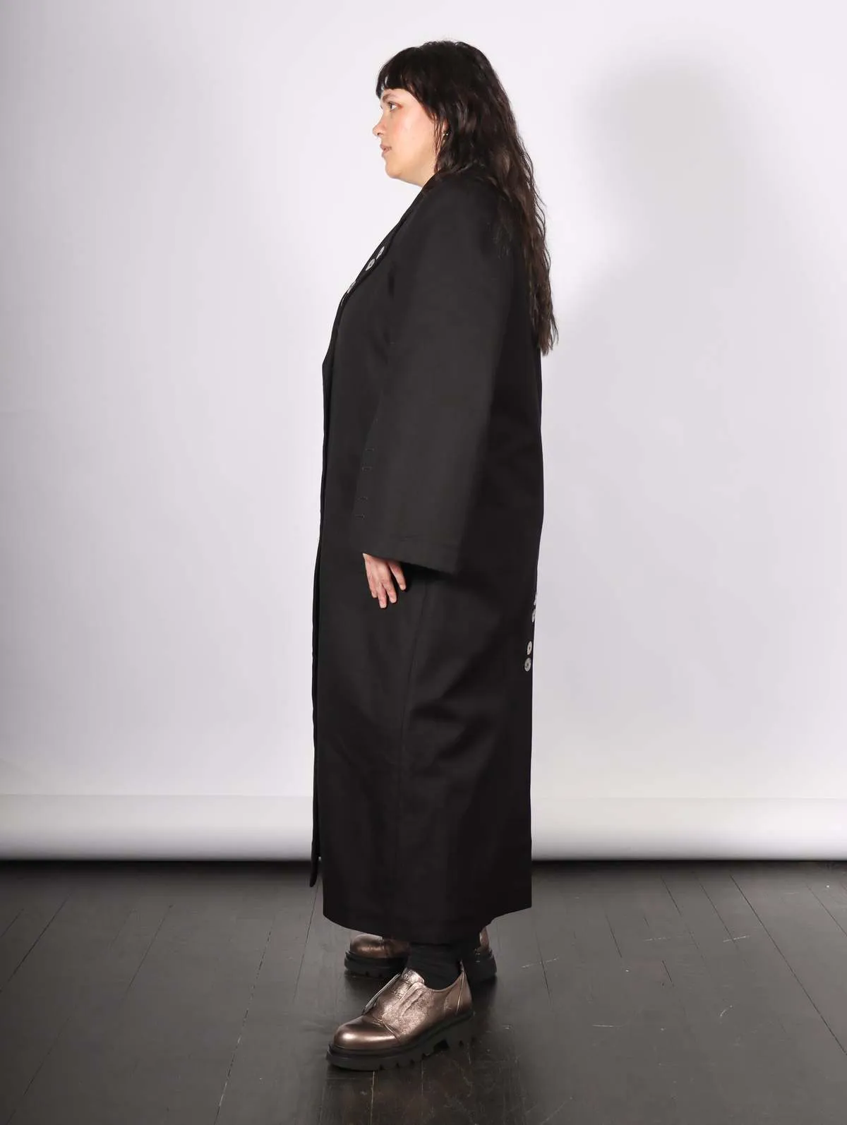 Khemelnyske Long Trench Coat - Black