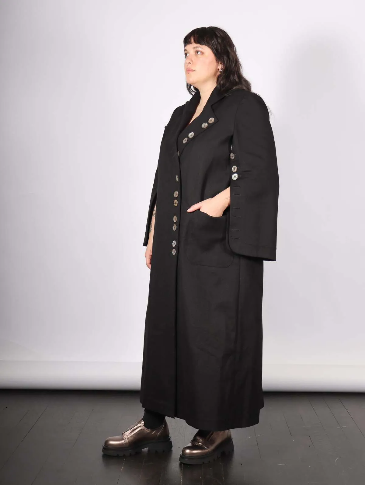 Khemelnyske Long Trench Coat - Black