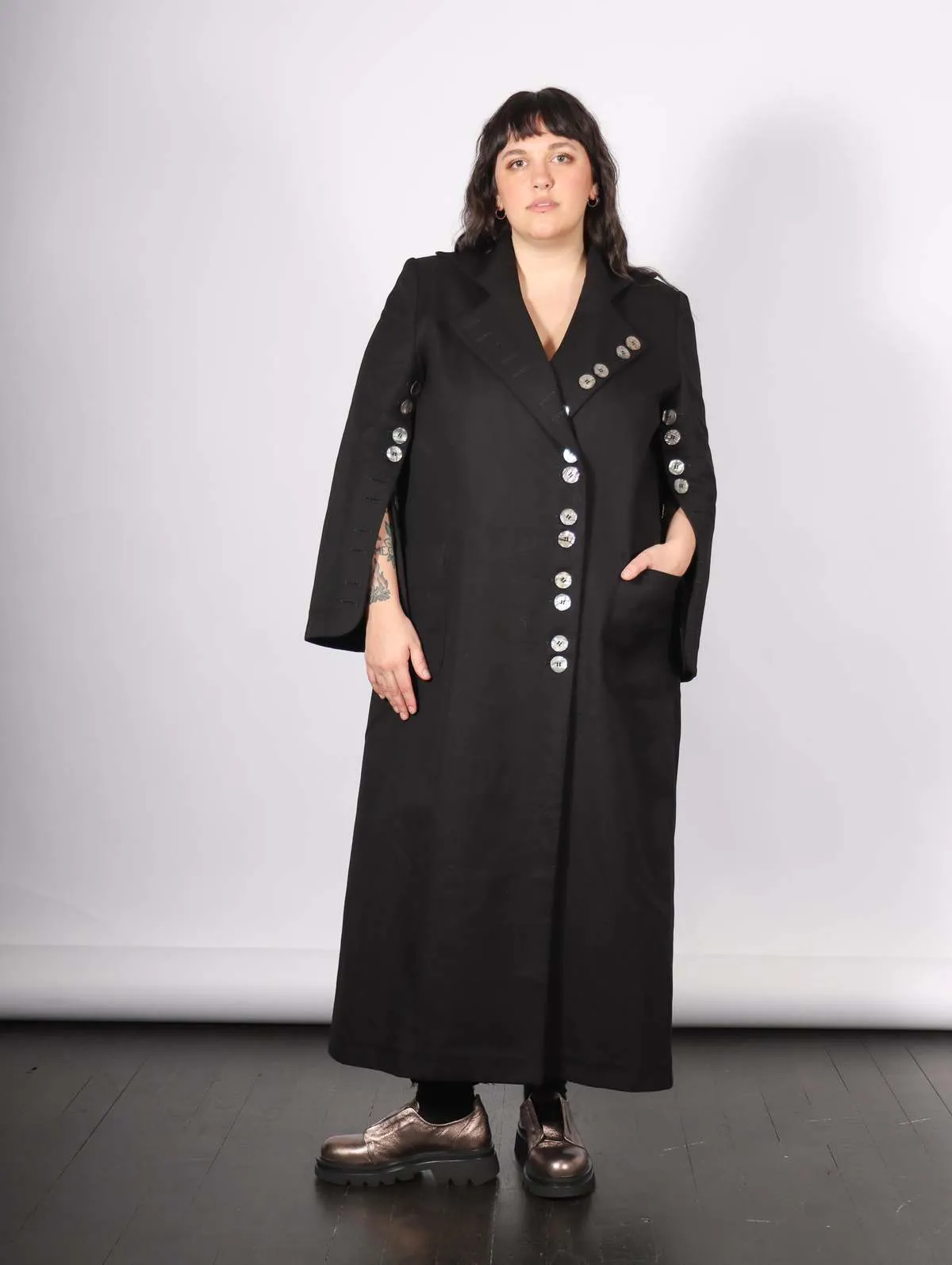 Khemelnyske Long Trench Coat - Black