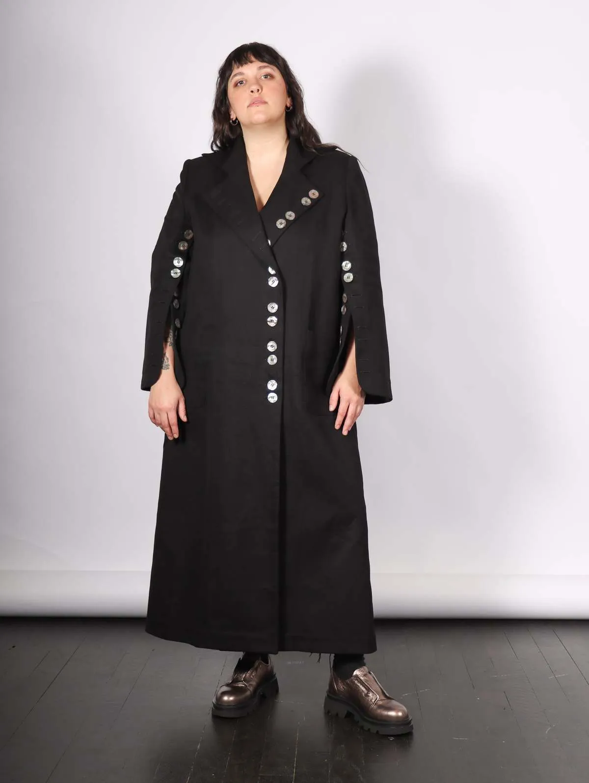 Khemelnyske Long Trench Coat - Black