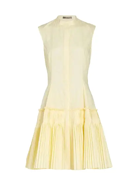 LELA ROSE Poplin Pleated Flare Dress