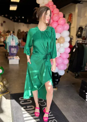 LUCCA Remona Tulip Hem Wrap Dress| Emerald