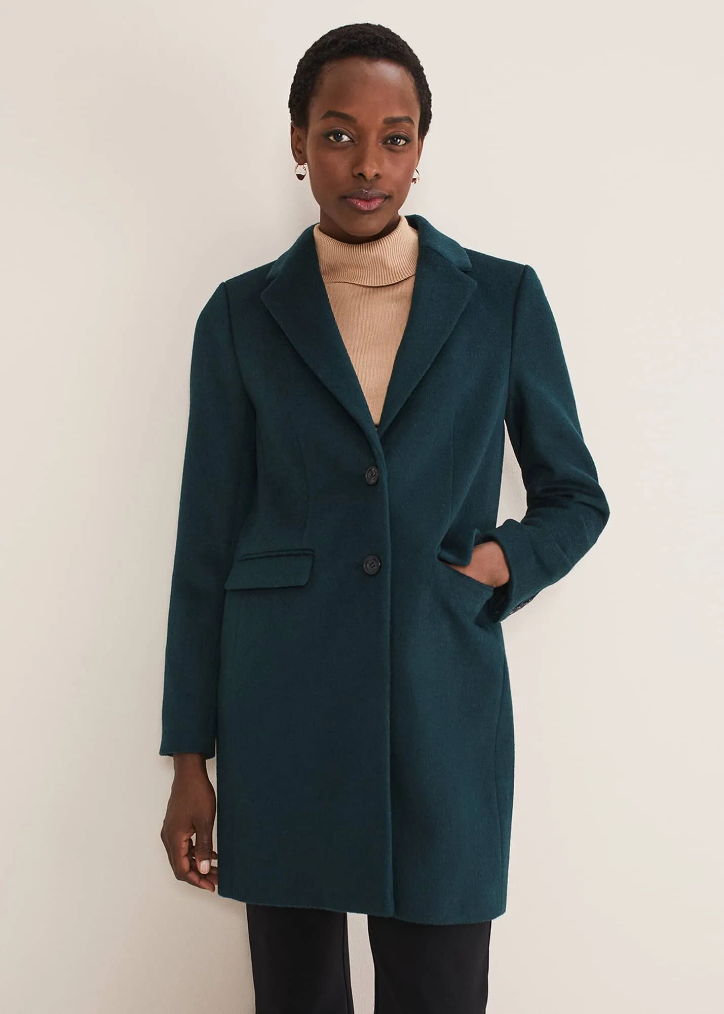 Lydia Forest Green Wool Smart Coat