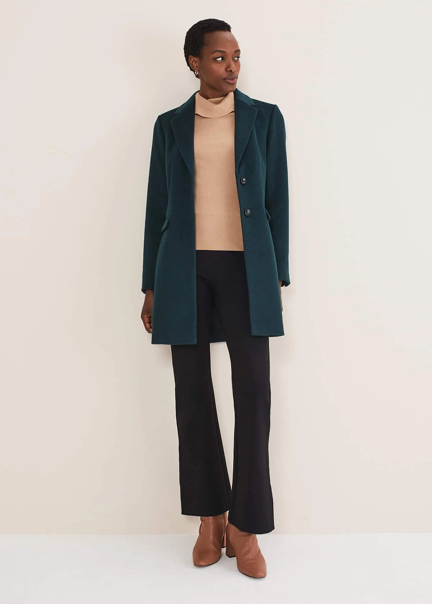 Lydia Forest Green Wool Smart Coat