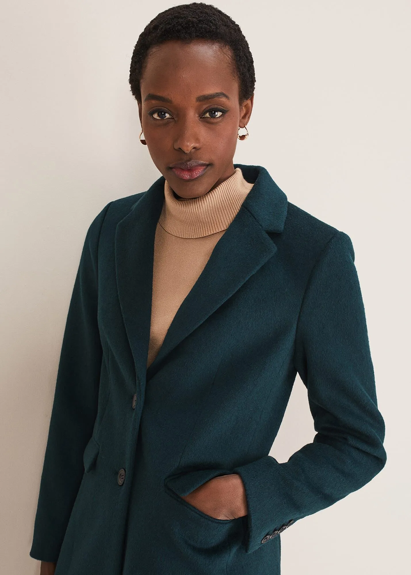 Lydia Forest Green Wool Smart Coat