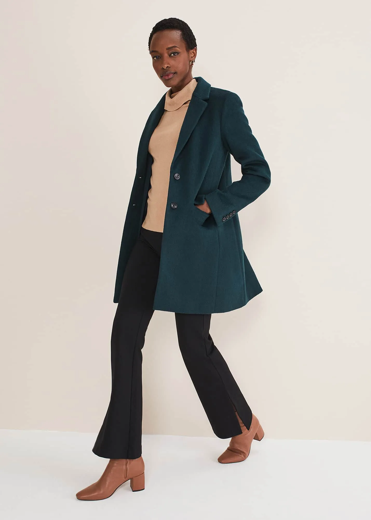 Lydia Forest Green Wool Smart Coat